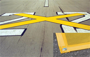 Picture of 8ft x 60ft Temporary Runway "X" YELLOW Closure Marker w/ 6" BLACK Border